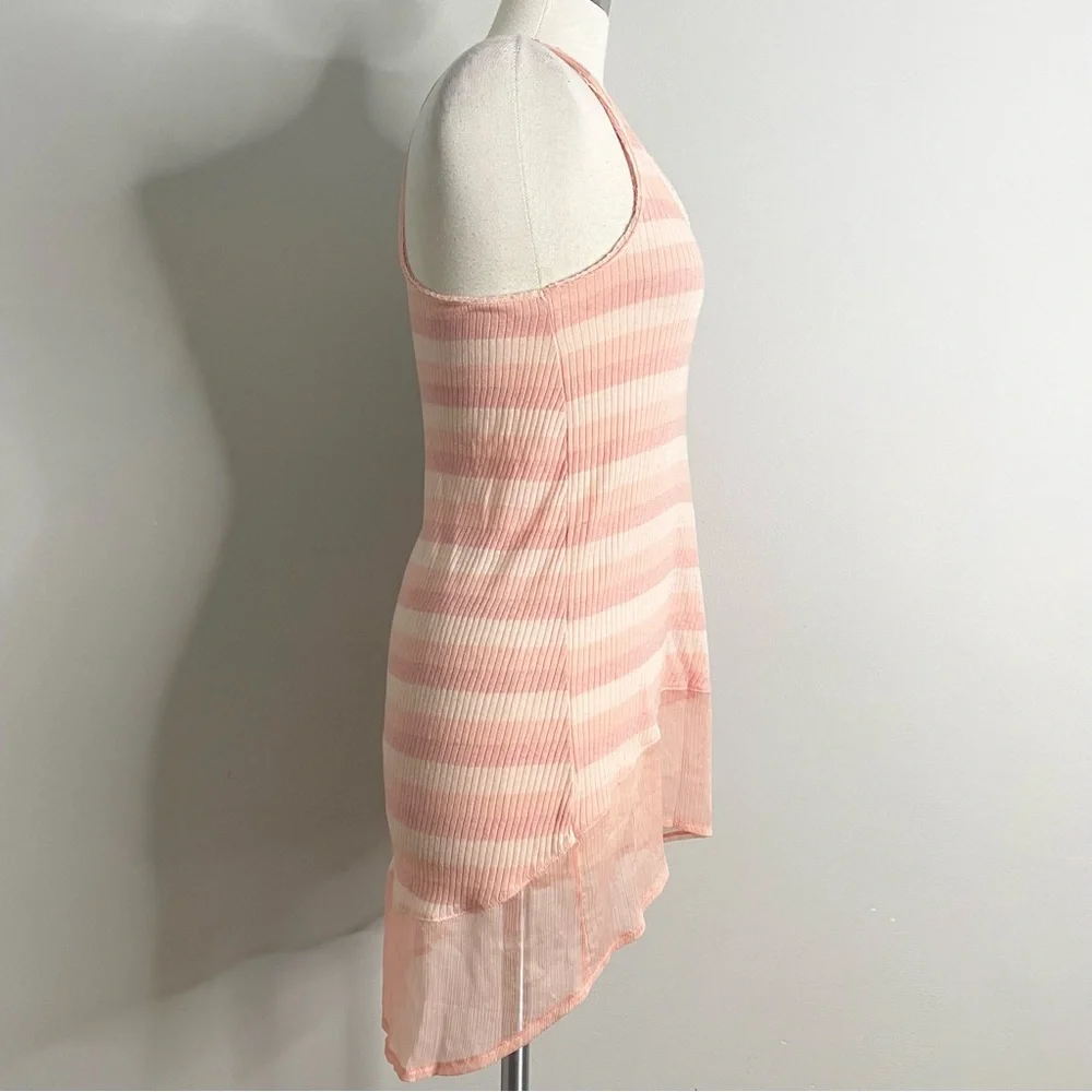 FREE PEOPLE Striped Ribbed Racerback Tunic Tank Top Mini Dress - Picture 2 of 8